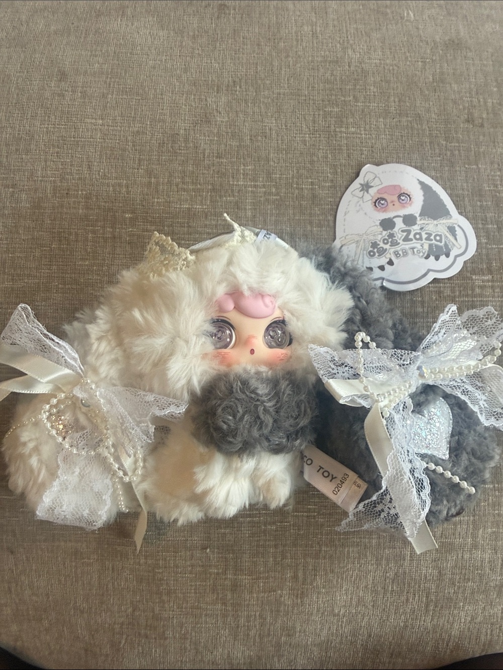 Zaza bb toy Plush Doll - White & Gray /pendant Kids Toy scented